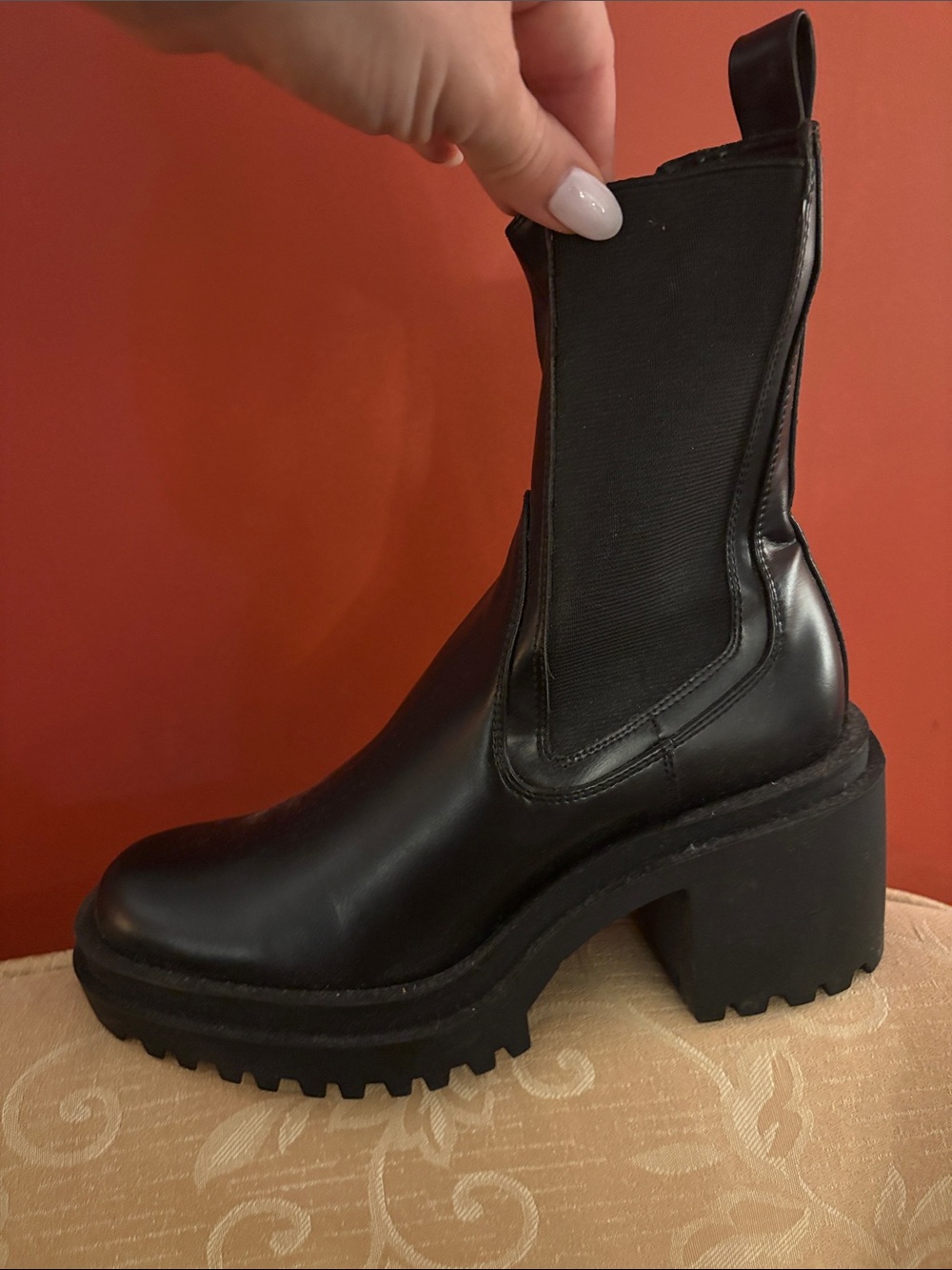 Zara Black Chunky Chelsea Ankle Boots
